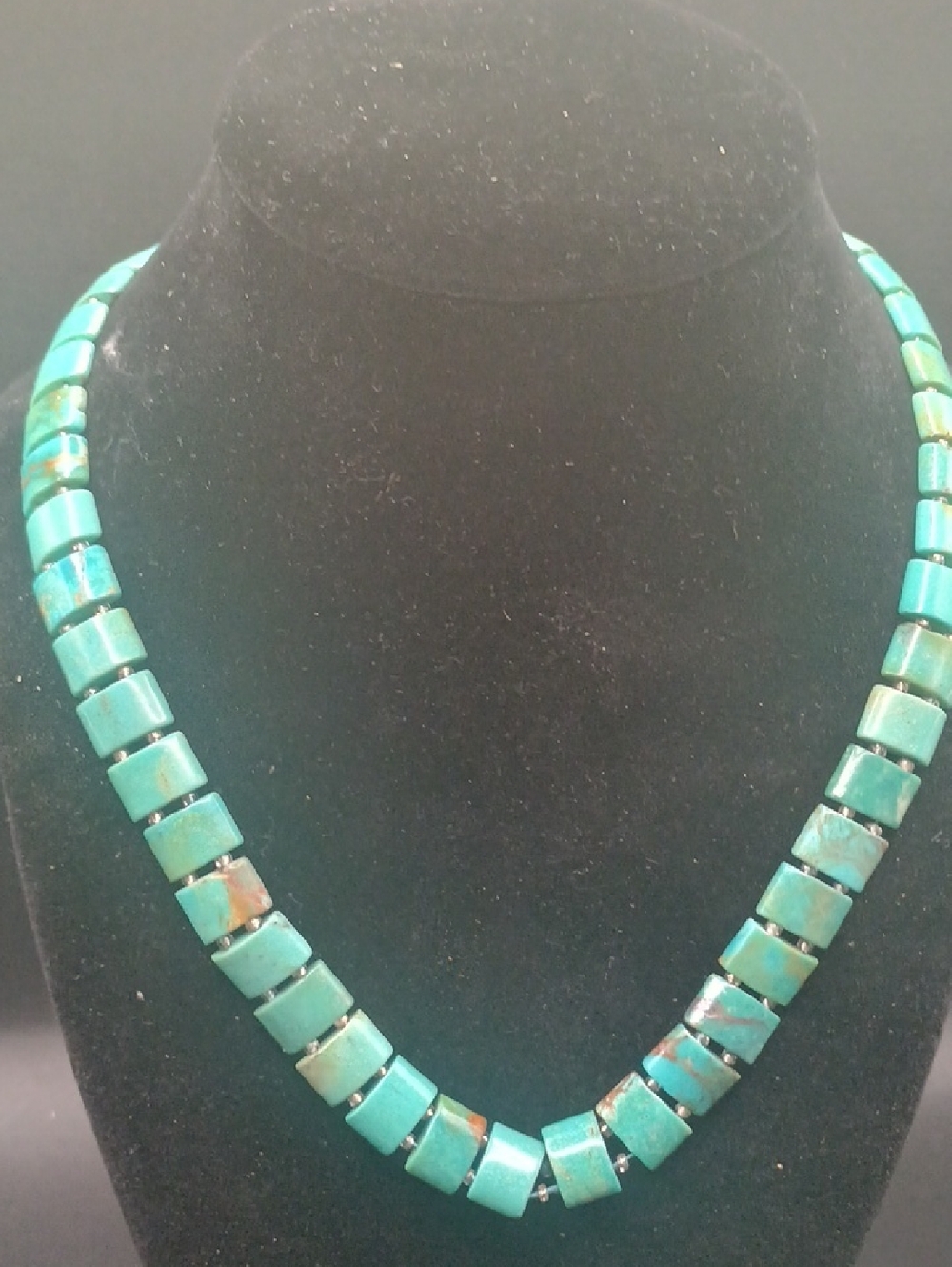 Turquoise Stone Bead Necklace - Elegant Green Necklace